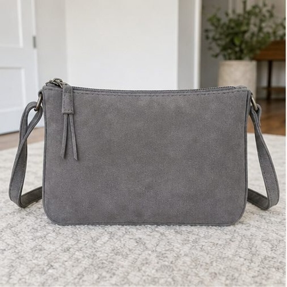Stone Suede Crossbody Bag